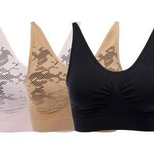 #1345 Rhonda Shear 3-pack Ahh Bra with Adjustable Straps and Lace Detail 851-113